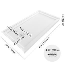 KFFKFF Shower Pan 60x30, White, Left Drain