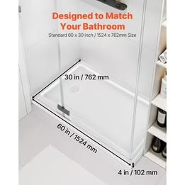 KFFKFF Shower Pan 60x30, White, Left Drain