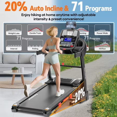 Famistar 5.1HP Folding Treadmill, Incline, App