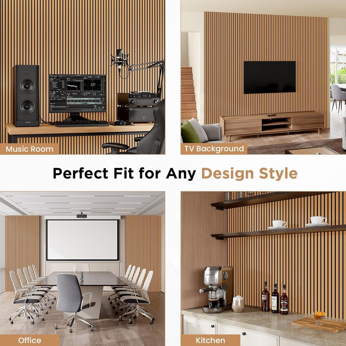 Easy4Home 6-Piece Wood Panels 94x7.9 Brown