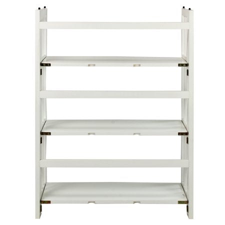 3-Shelf Folding Bookcase 27.5" Wide-White
