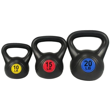 BalanceFrom Wide Grip Kettlebell Exercise Fitness Weight Set, 3-Pieces: 10lb, 15lb and 20lb Kettlebells