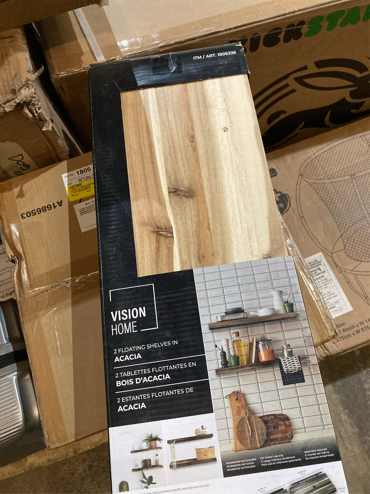 Vision Home Acacia Shelves, 24" (Set of 2)