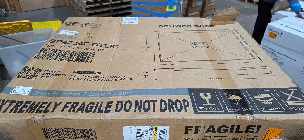 42" x 34" Corner Shower Base, White