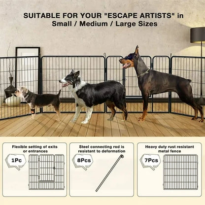 Waleaf Heavy Duty Dog Playpen for Outdoor, 8 Panels 24/32/40 Height x 32 Width,Portable Dog Playpen Puppy Playpen for Large Dog Exercise Pen for Indoor Outdoor,Pet Playpen Fence for Yard,RV
