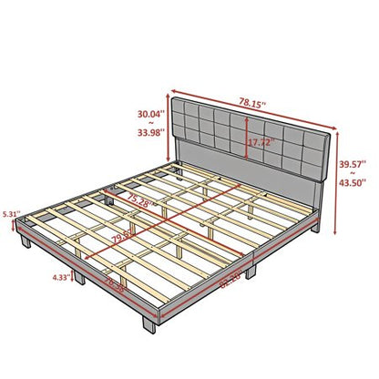 BSHTI King Size Platform Bed with Headboard
