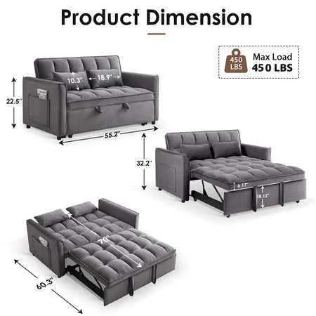 Vinform 54 3-in-1 Convertible Sleeper Sofa Bed