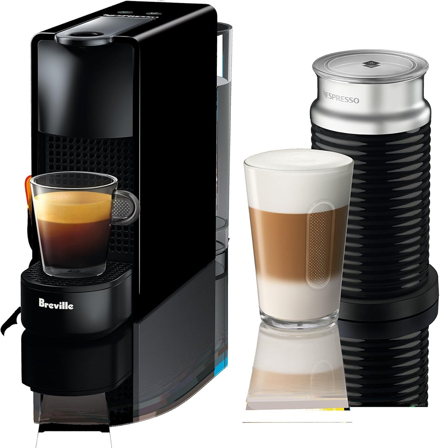 Nespresso - Essenza Mini Black by Breville with Aeroccino3 - Piano Black