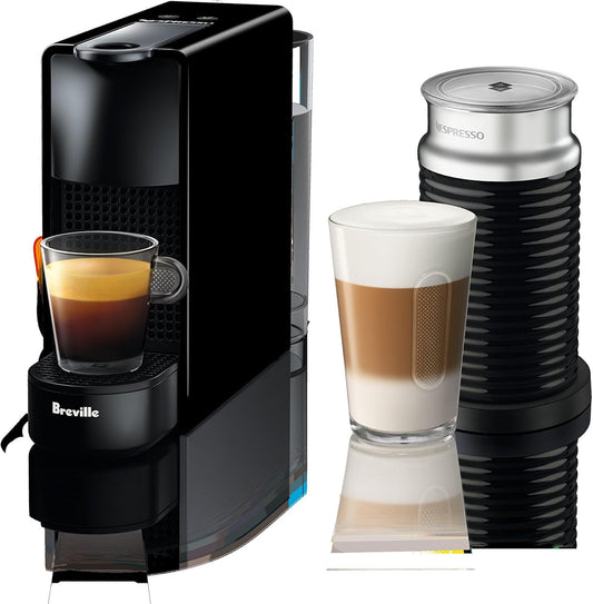 Nespresso - Essenza Mini Black by Breville with Aeroccino3 - Piano Black