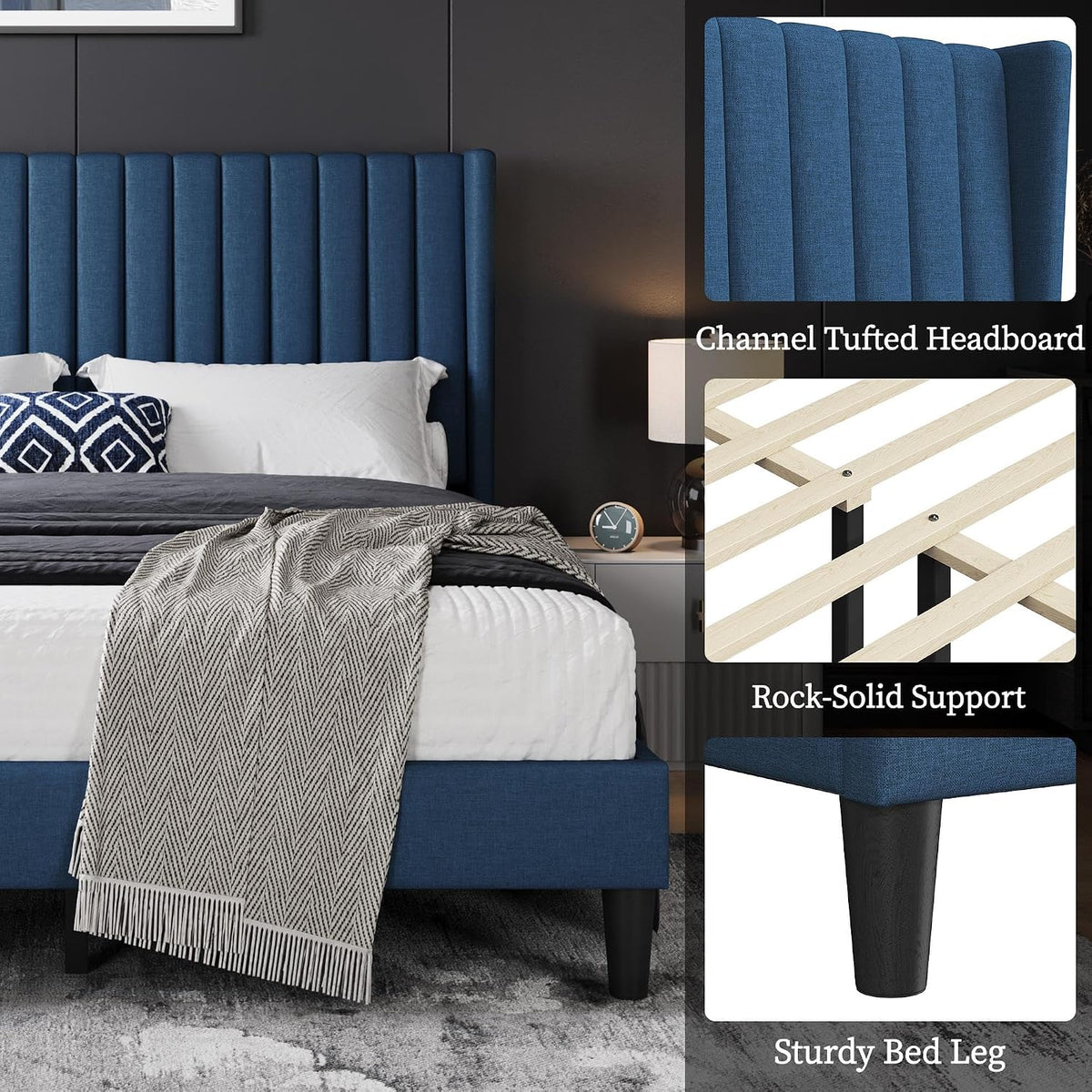 Yaheetech Queen Bed with Upholstered Headboard