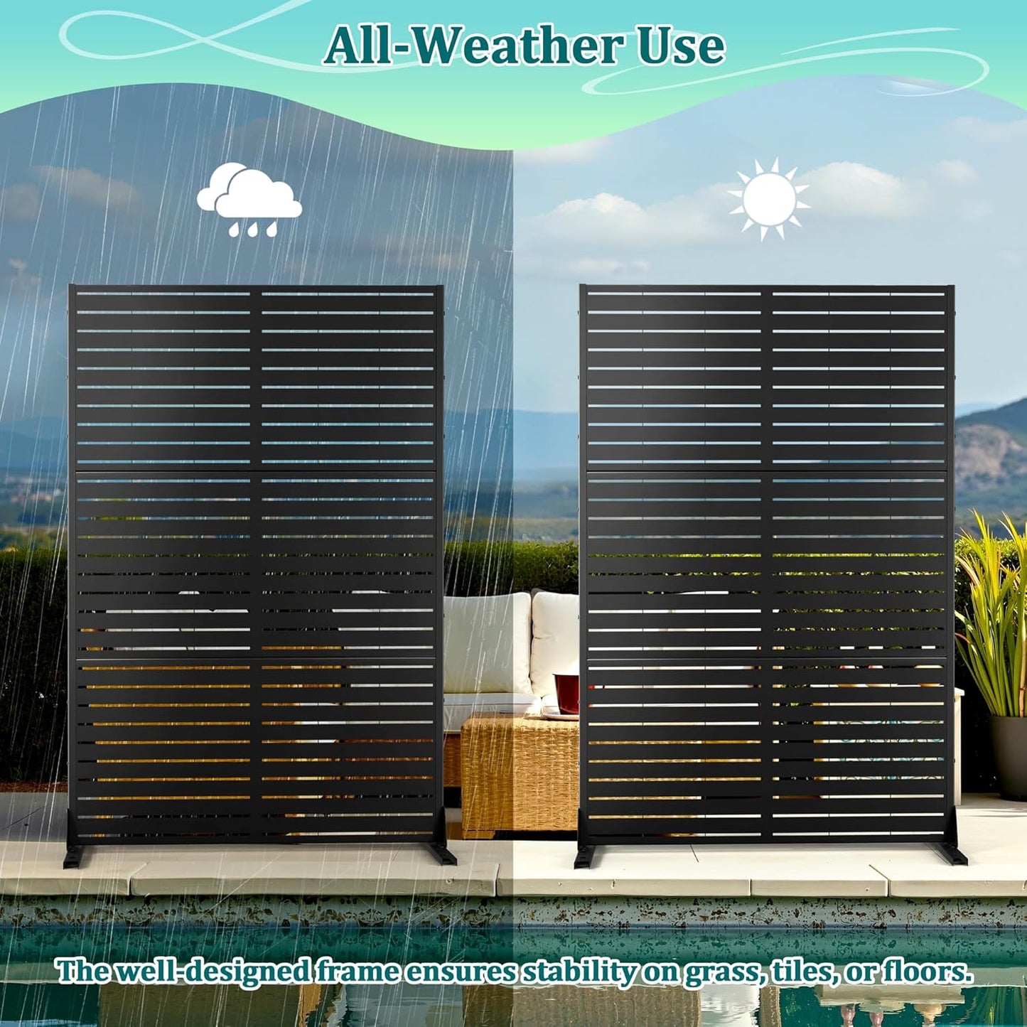 Metal Privacy Screen, 72''H×47''W Fence Panel