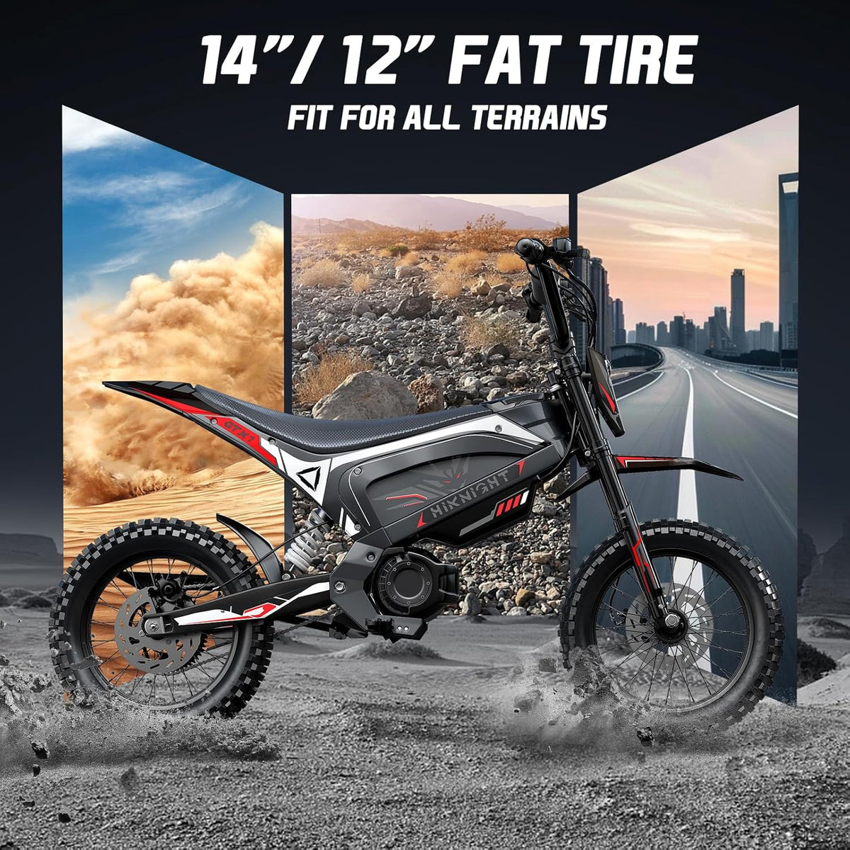 GTX1 Electric Dirt Bike 3000W 14/12 Fat Tires