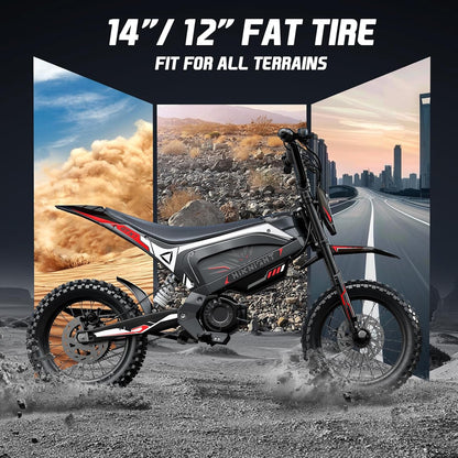 GTX1 Electric Dirt Bike 3000W 14/12 Fat Tires