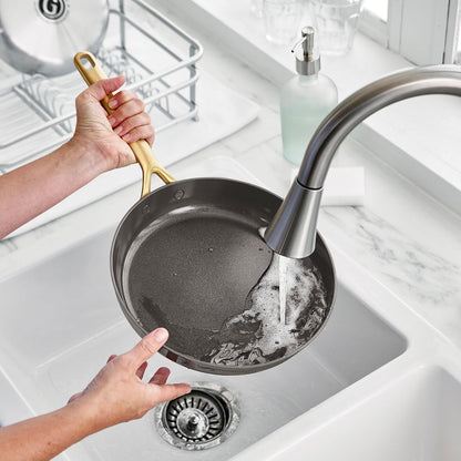 GreenPan GP5 14 Piece Cookware Pots and Pans Set, Hard Anodized Ceramic Nonstick PFAS-Free, Induction Suitable, Scratch Resistant, Gold-Tone Handles, Stay-Flat Surface, Dishwasher and Oven Safe, Black