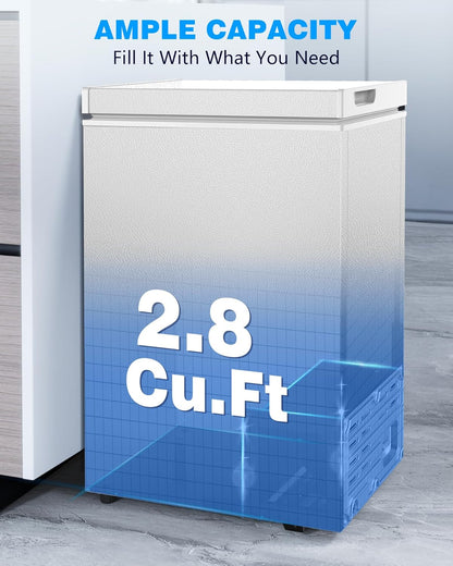 Joy Pebble Chest Freezer, 2.8 Cu.Ft, White