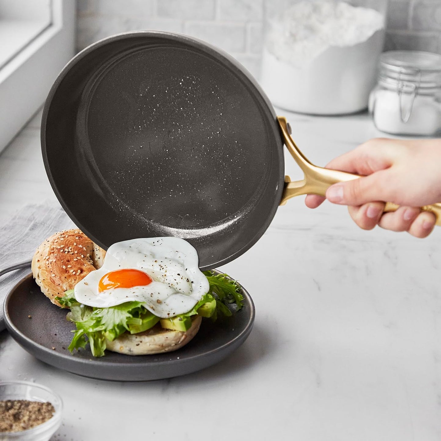 GreenPan GP5 14 Piece Cookware Pots and Pans Set, Hard Anodized Ceramic Nonstick PFAS-Free, Induction Suitable, Scratch Resistant, Gold-Tone Handles, Stay-Flat Surface, Dishwasher and Oven Safe, Black