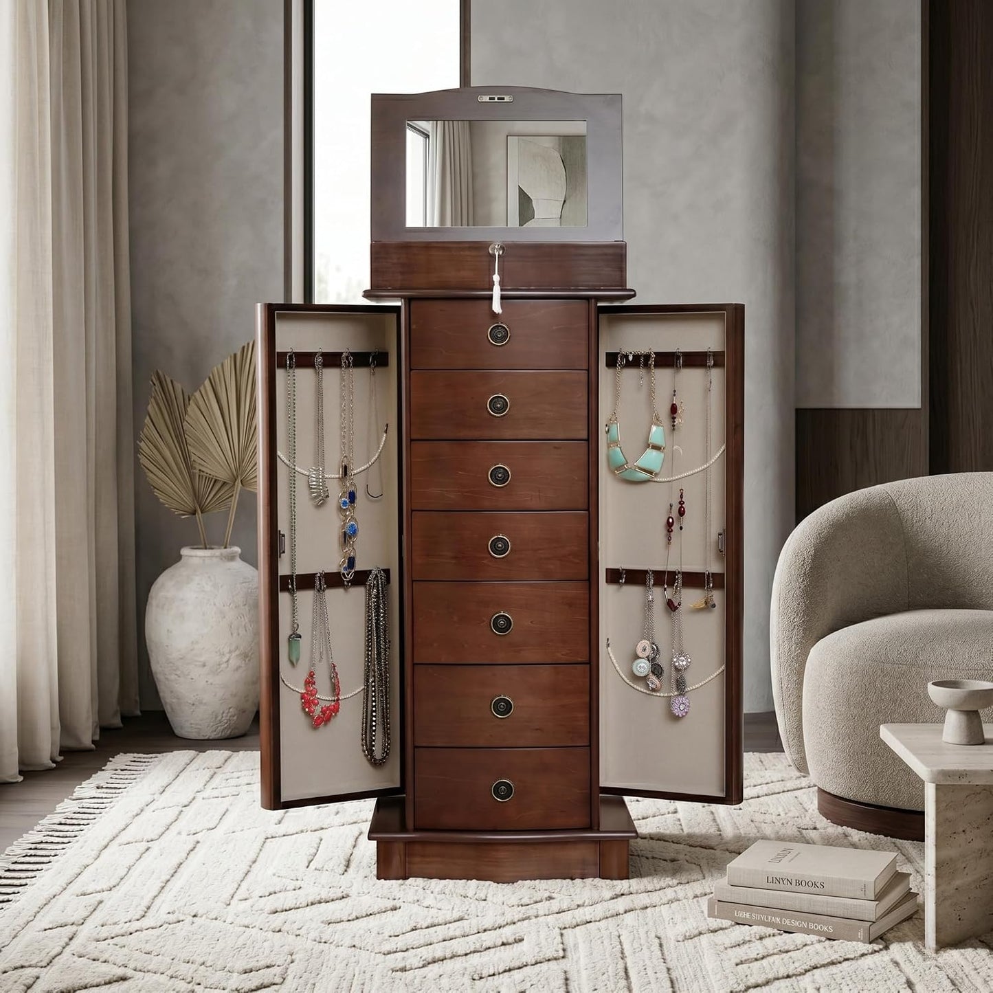 Hives & Honey Nora Jewelry Armoire, Walnut