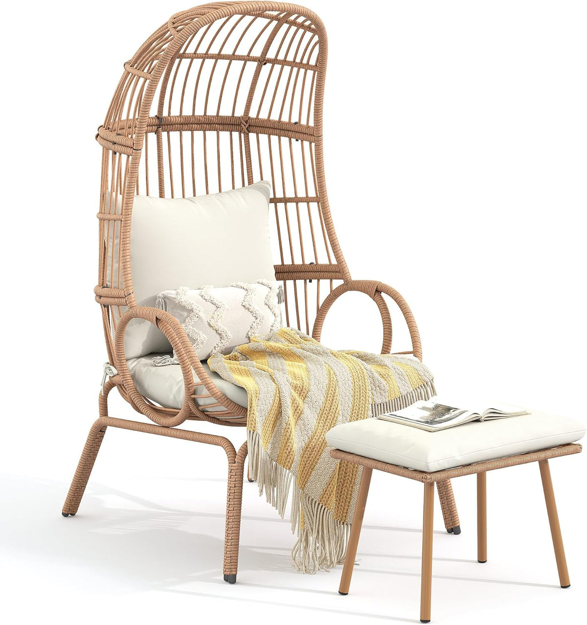 YITAHOME Outdoor Wicker Egg Chair with Ottoman