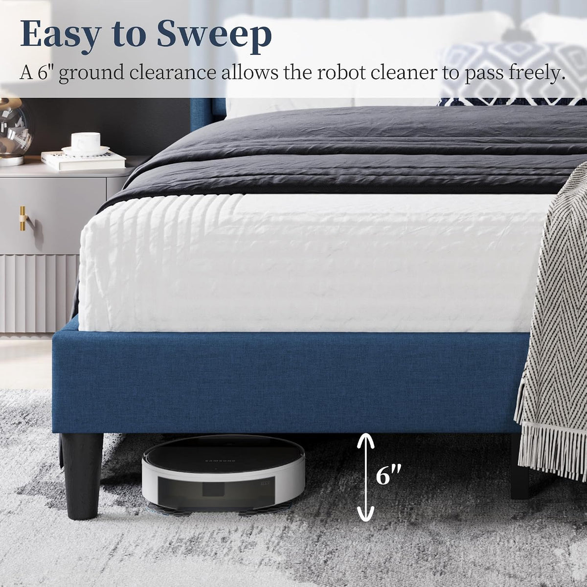 Yaheetech Queen Bed with Upholstered Headboard