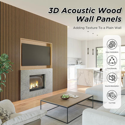 4 PACK SMARTSTANDARD Wood Slat Panels, Classic Oak