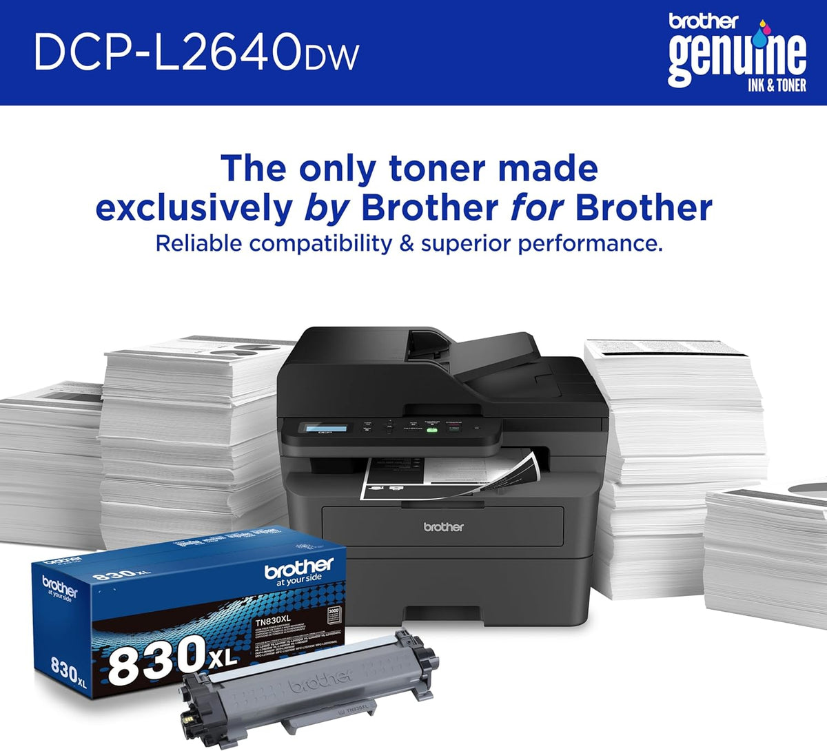 RENEWED Brother DCP-L2640DW Wireless Monochrome MFP
