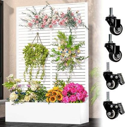 Metal Planter Box w/Trellis, 72"x47" (White-ByC)