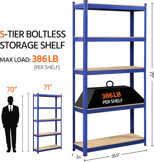 Yaheetech 5 Tier Shelf 35.5″L×12″W×71″H