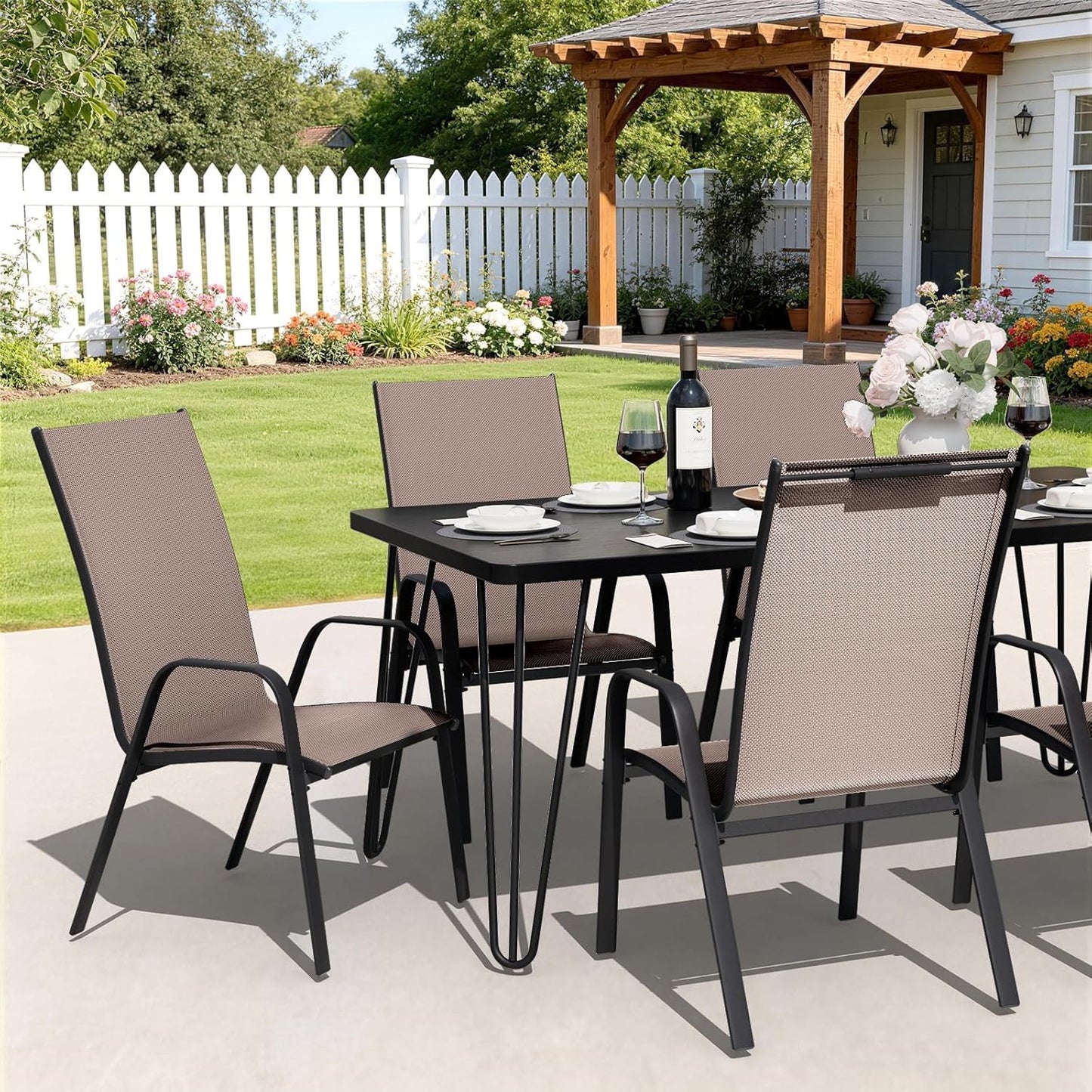 JEAREY Patio Dining Chairs Set of 4, Brown