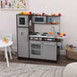 NEW KidsKraft Uptown Wooden 30-Piece Play Kitchen for Kids, Black and Silver