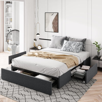 Allewie Full Platform Bed Frame, 3 Drawers