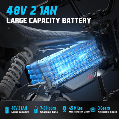 GTX1 Electric Dirt Bike 3000W 14/12 Fat Tires