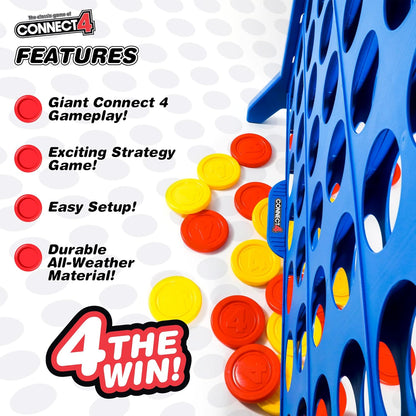 Giant Connect 4: Hasbro's Original Connect4 Game Super-Sized - 46.5 inch All-Weather Official Four in a Row Board Game - Indoor or Outdoor Connect4 Fun for Adults and Family