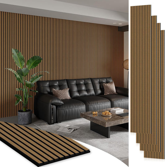4 PACK SMARTSTANDARD Wood Slat Panels, Classic Oak