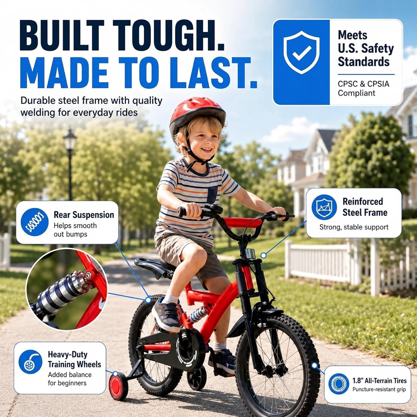 SUGIFT 18-Inch Kids Bike, Red