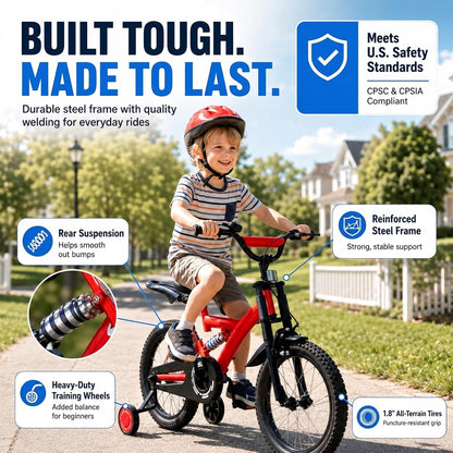 SUGIFT 18-Inch Kids Bike, Red