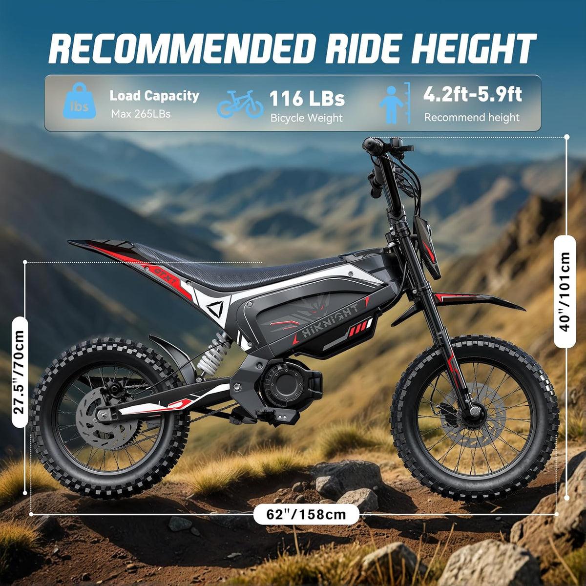 GTX1 Electric Dirt Bike 3000W 14/12 Fat Tires