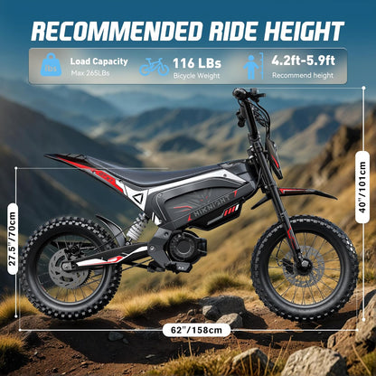 GTX1 Electric Dirt Bike 3000W 14/12 Fat Tires