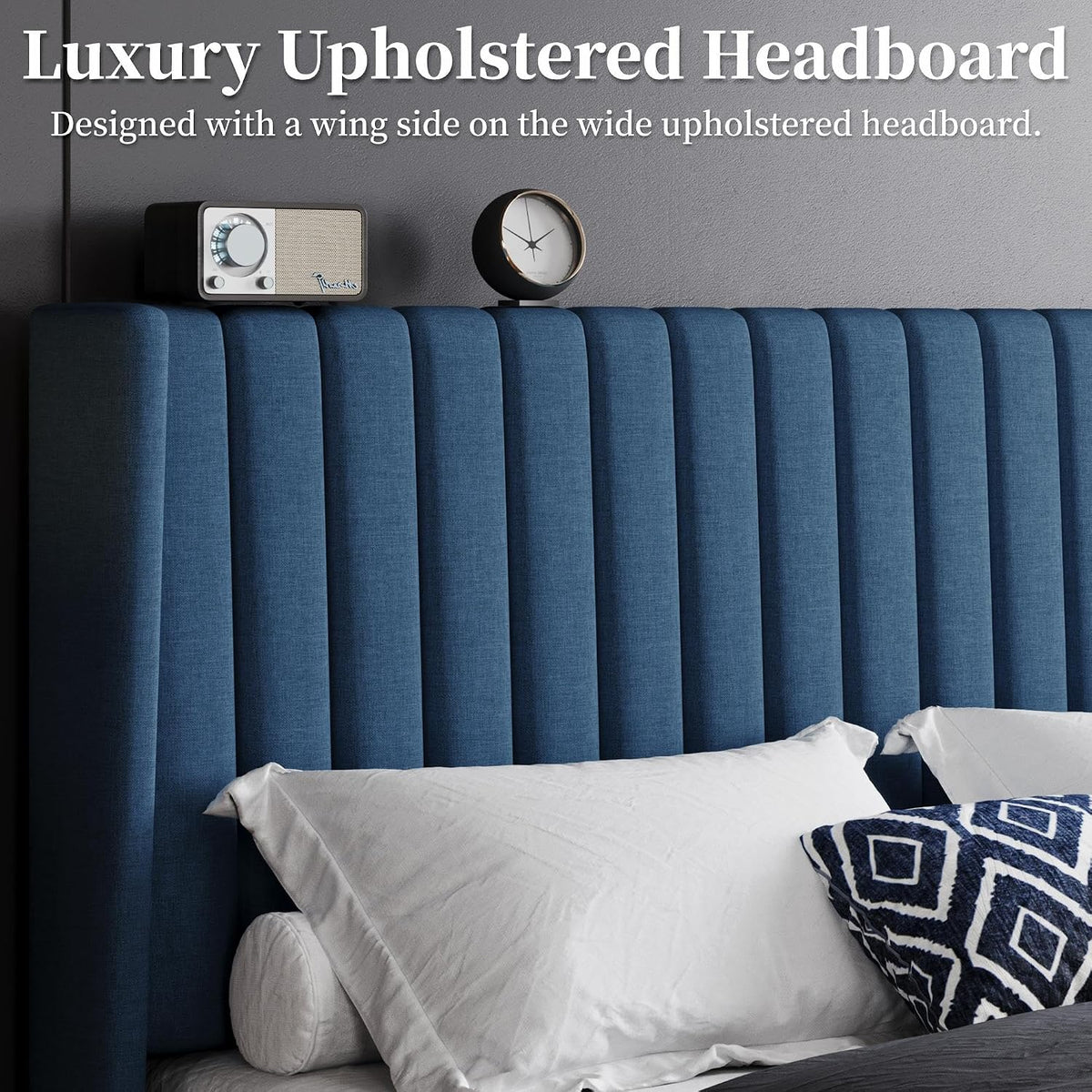 Yaheetech Queen Bed with Upholstered Headboard