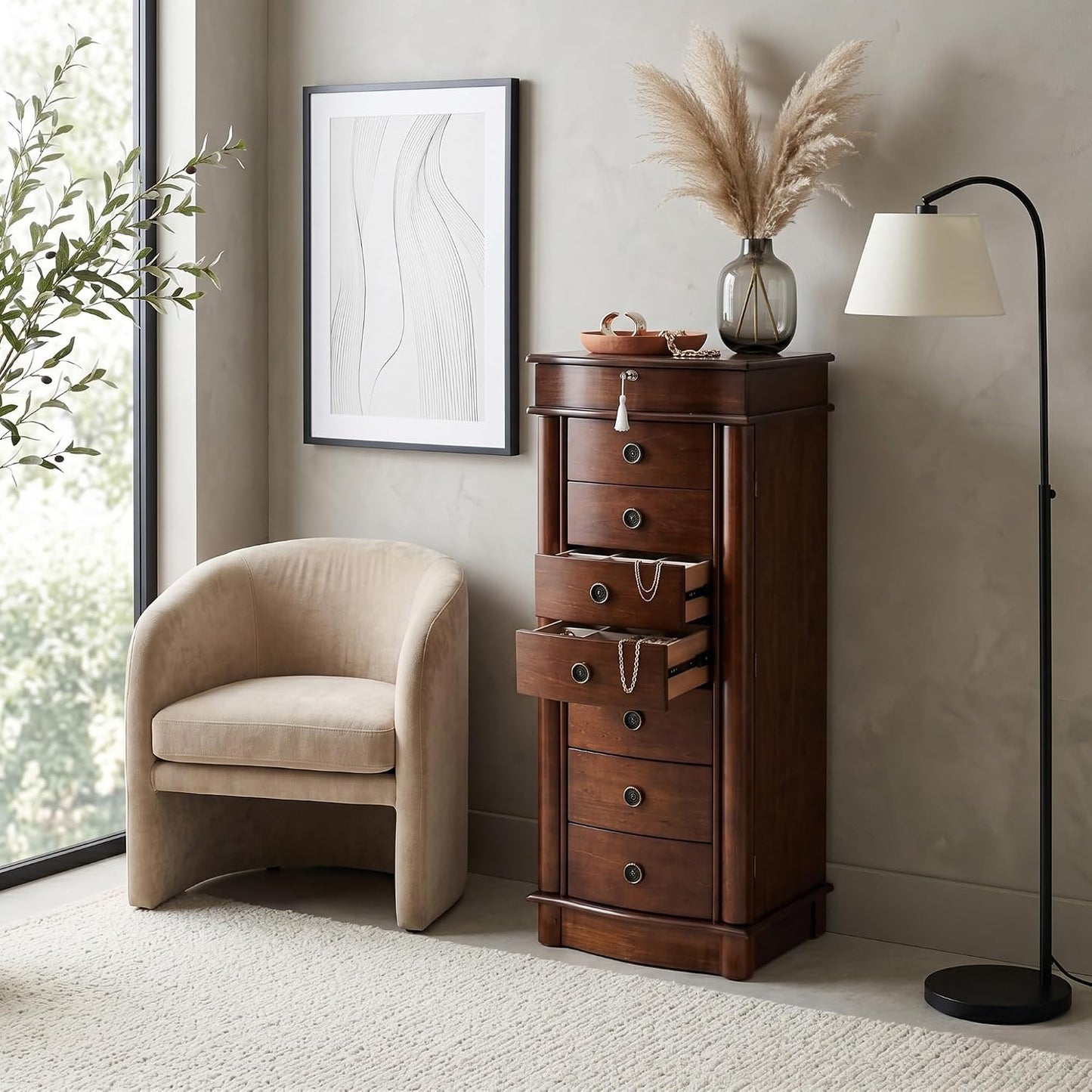 Hives & Honey Nora Jewelry Armoire, Walnut
