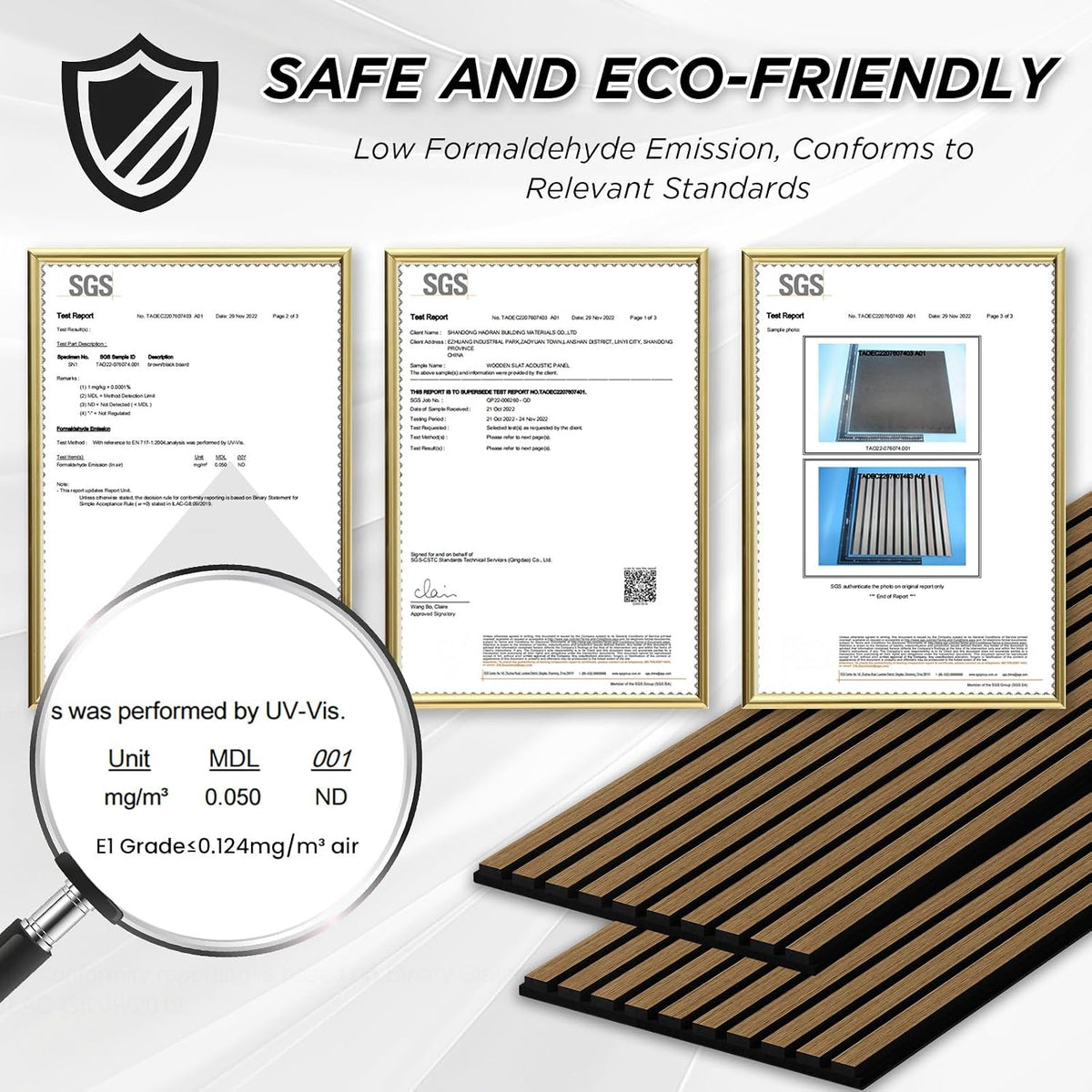 4 PACK SMARTSTANDARD Wood Slat Panels, Classic Oak