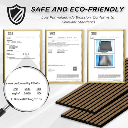 4 PACK SMARTSTANDARD Wood Slat Panels, Classic Oak