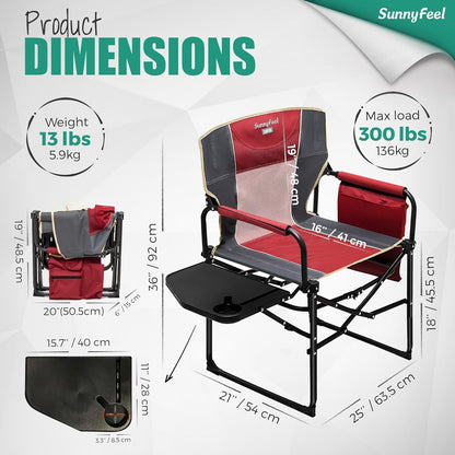SUNNYFEEL Camping Directors Chair with Side Table