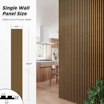 4 PACK SMARTSTANDARD Wood Slat Panels, Classic Oak