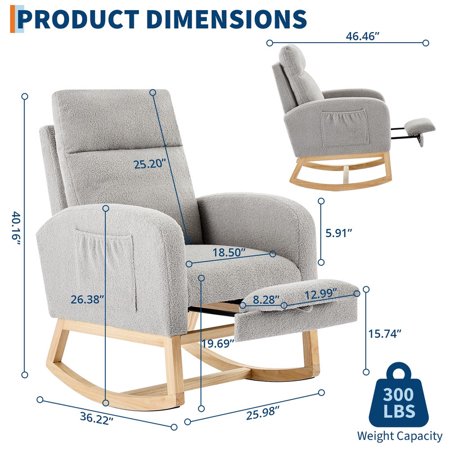TROPOW Nursing Rocking Chair with Footrest
