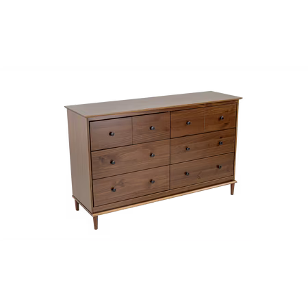 Spencer Six Drawers Solid Wood Dresser Walnut