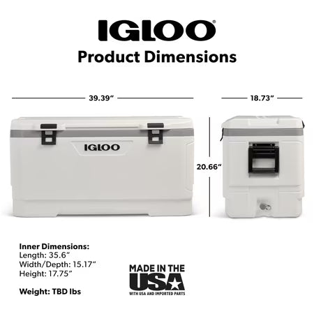 Igloo 150 QT Marine Ice Chest Cooler, White