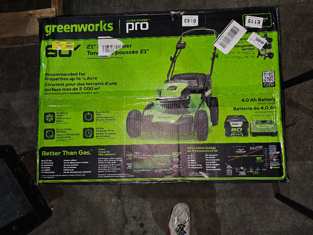 BRAND NEW Greenworks 80V 21" Self Propelled Mower, 5Ah Battery and Charger 2502402NV