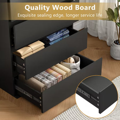 LAFGUR 5-Drawer Dresser, Black Storage Cabinet