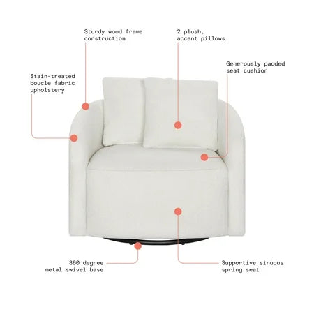 NEW Beautiful Drew Kids Accent Chair by Drew Barrymore, Cream Bouclé Fabric