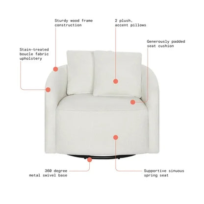 NEW Beautiful Drew Kids Accent Chair by Drew Barrymore, Cream Bouclé Fabric